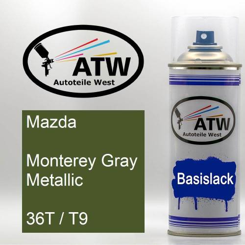 Mazda, Monterey Gray Metallic, 36T / T9: 400ml Sprühdose, von ATW Autoteile West.